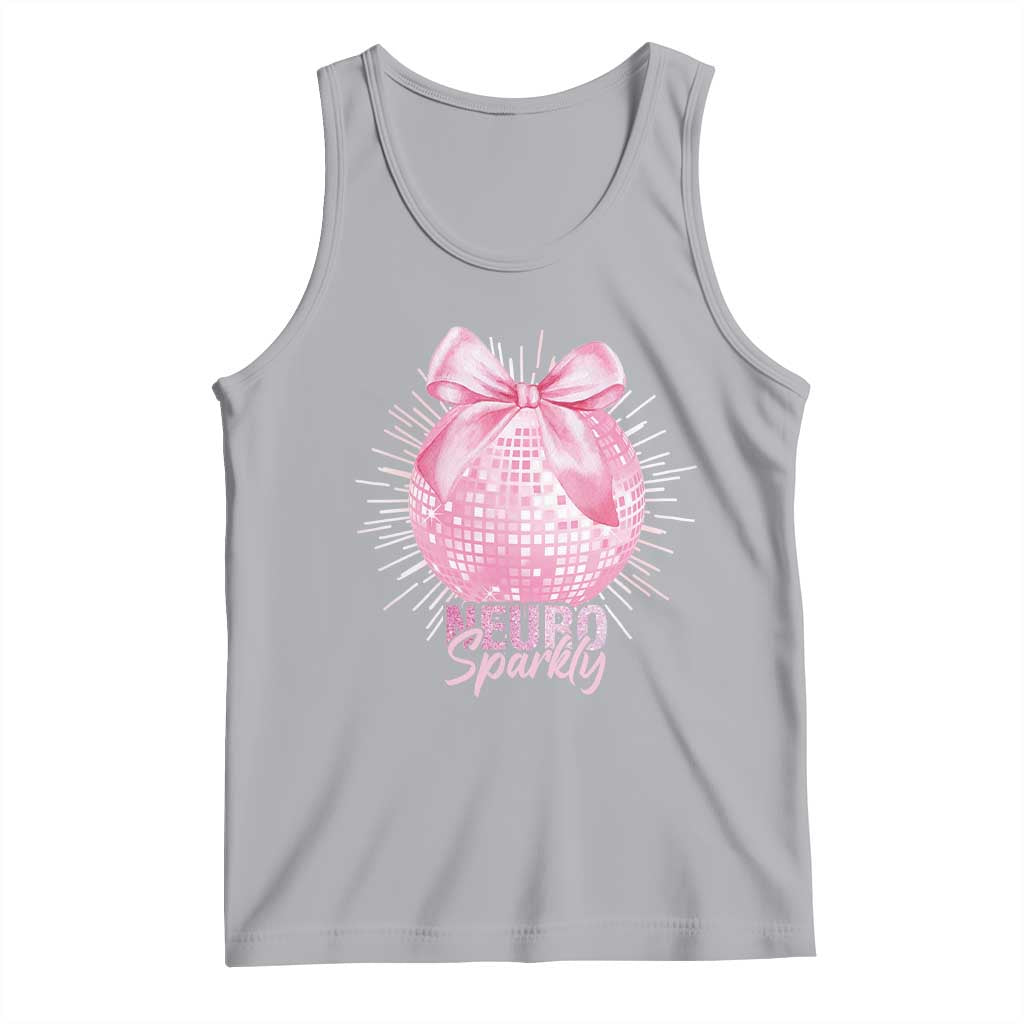 Neurodivergent Neuro Sparkly Tank Top Autism Spectrum ADHD Pink Bow Disco Ball TS11 Athletic Heather Print Your Wear
