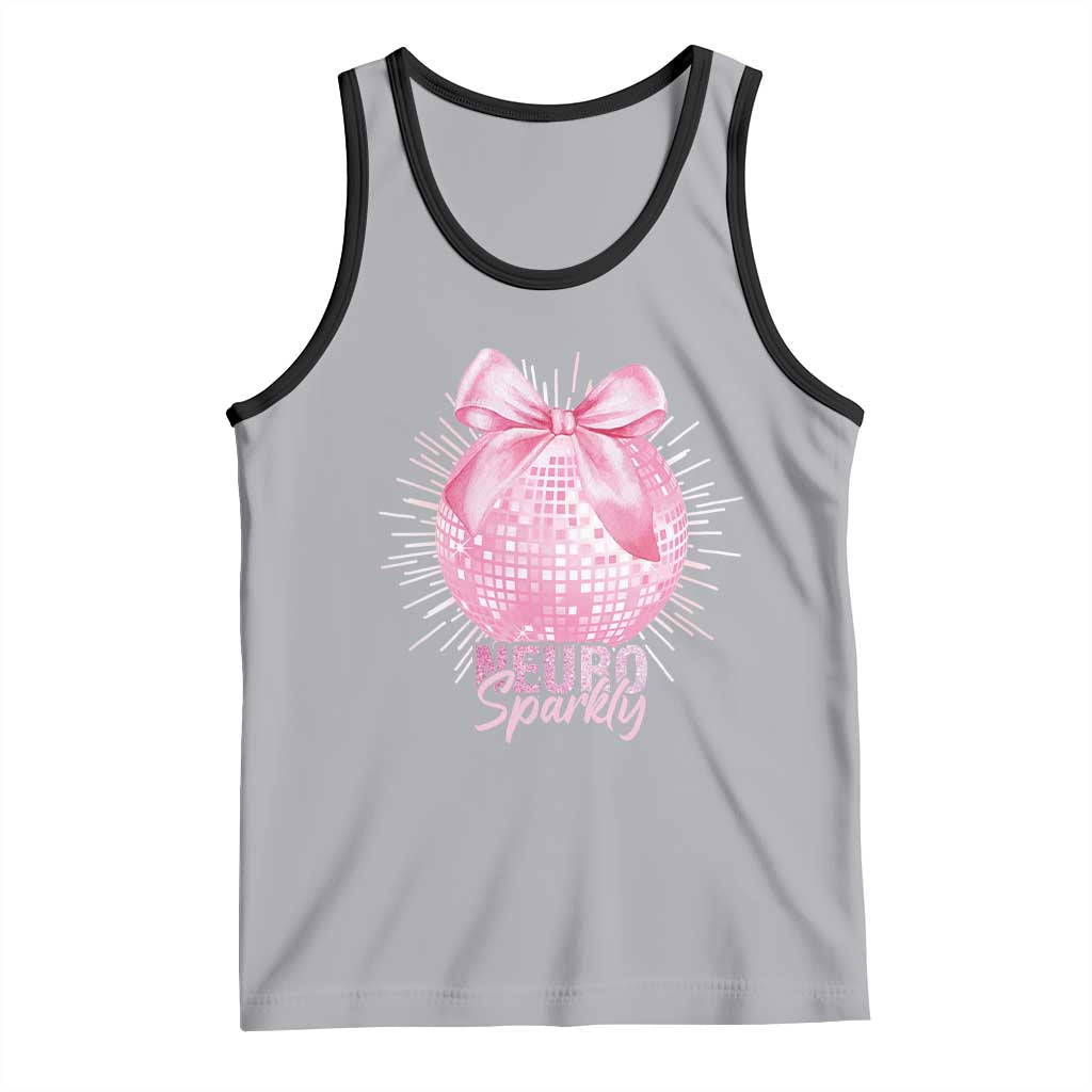 Neurodivergent Neuro Sparkly Tank Top Autism Spectrum ADHD Pink Bow Disco Ball TS11 Athletic Heather Black Print Your Wear