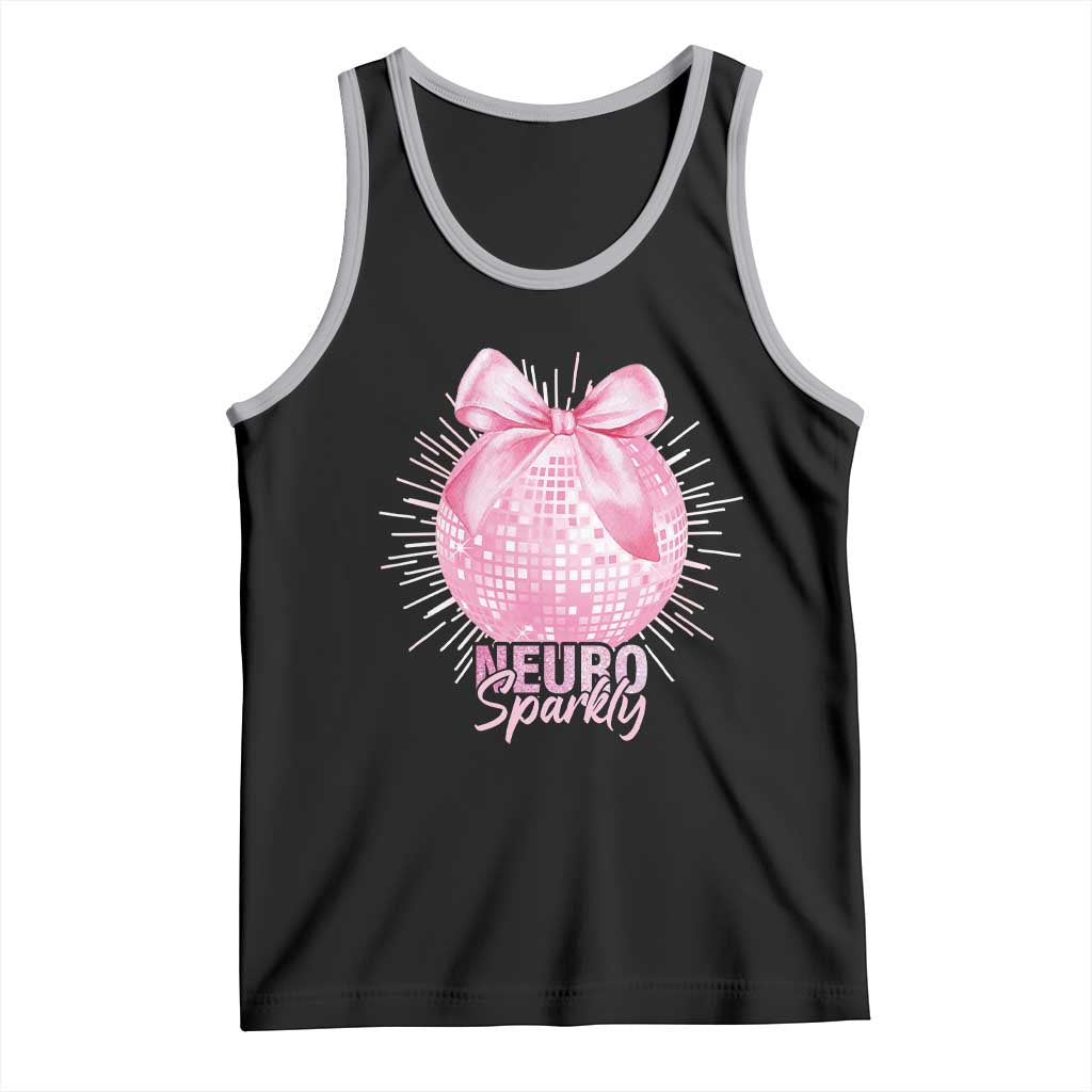 Neurodivergent Neuro Sparkly Tank Top Autism Spectrum ADHD Pink Bow Disco Ball TS11 Black Athletic Heather Print Your Wear