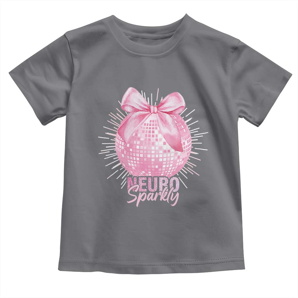 Neurodivergent Neuro Sparkly Toddler T Shirt Autism Spectrum ADHD Pink Bow Disco Ball TS11 Charcoal Print Your Wear