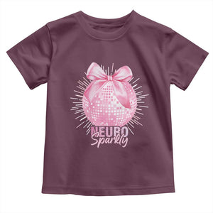 Neurodivergent Neuro Sparkly Toddler T Shirt Autism Spectrum ADHD Pink Bow Disco Ball TS11 Maroon Print Your Wear