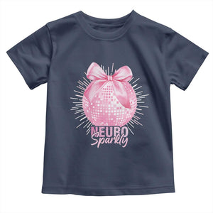 Neurodivergent Neuro Sparkly Toddler T Shirt Autism Spectrum ADHD Pink Bow Disco Ball TS11 Navy Print Your Wear