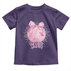 Neurodivergent Neuro Sparkly Toddler T Shirt Autism Spectrum ADHD Pink Bow Disco Ball TS11 Purple Print Your Wear