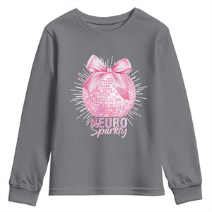 Neurodivergent Neuro Sparkly Youth Sweatshirt Autism Spectrum ADHD Pink Bow Disco Ball TS11 Charcoal Print Your Wear