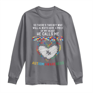 Autism Awareness Grandma Long Sleeve Shirt So There's This Boy Who Will Always Have A Piece Of My Heart He Calls Me Grandma TS11 Charcoal Print Your Wear