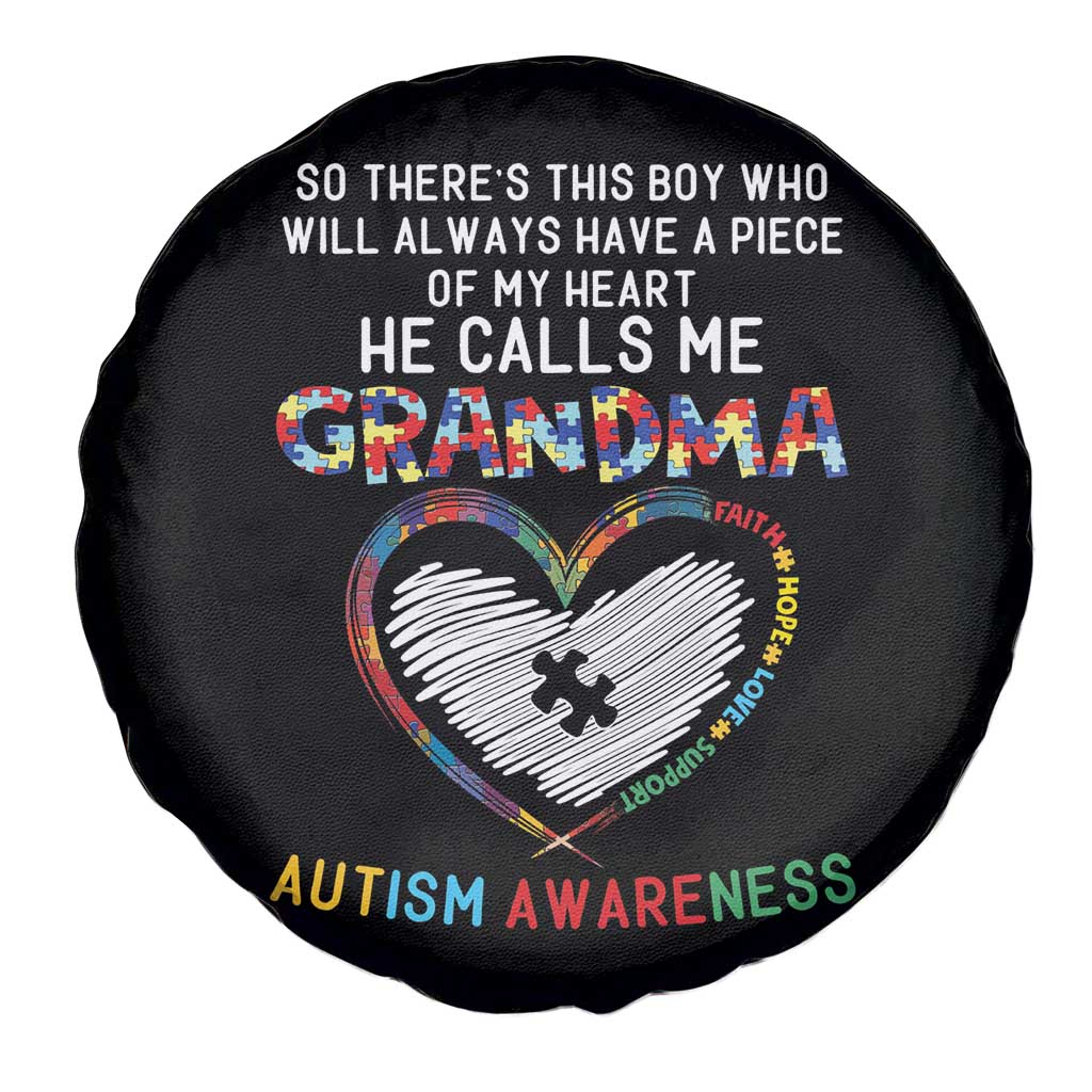 Autism Awareness Grandma Spare Tire Cover So There's This Boy Who Will Always Have A Piece Of My Heart He Calls Me Grandma TS11 Print Your Wear