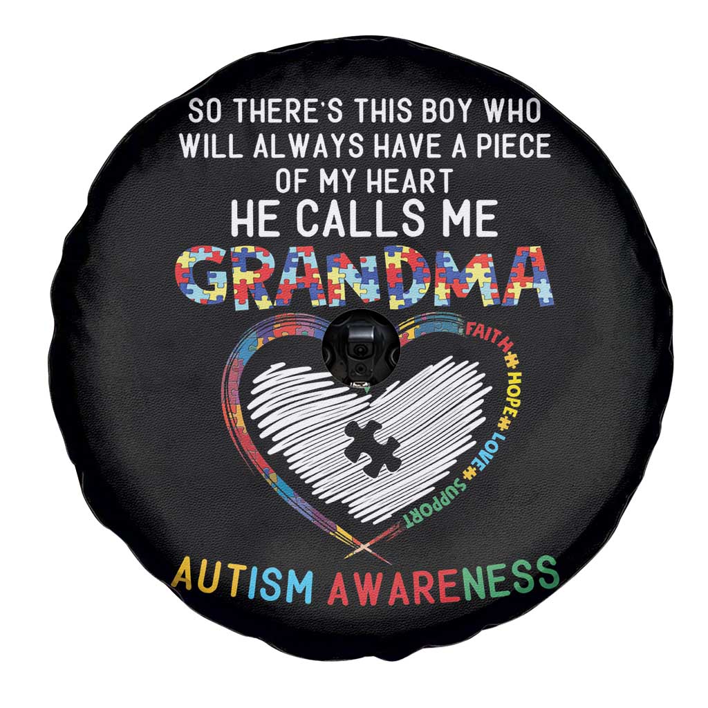 Autism Awareness Grandma Spare Tire Cover So There's This Boy Who Will Always Have A Piece Of My Heart He Calls Me Grandma TS11 Print Your Wear