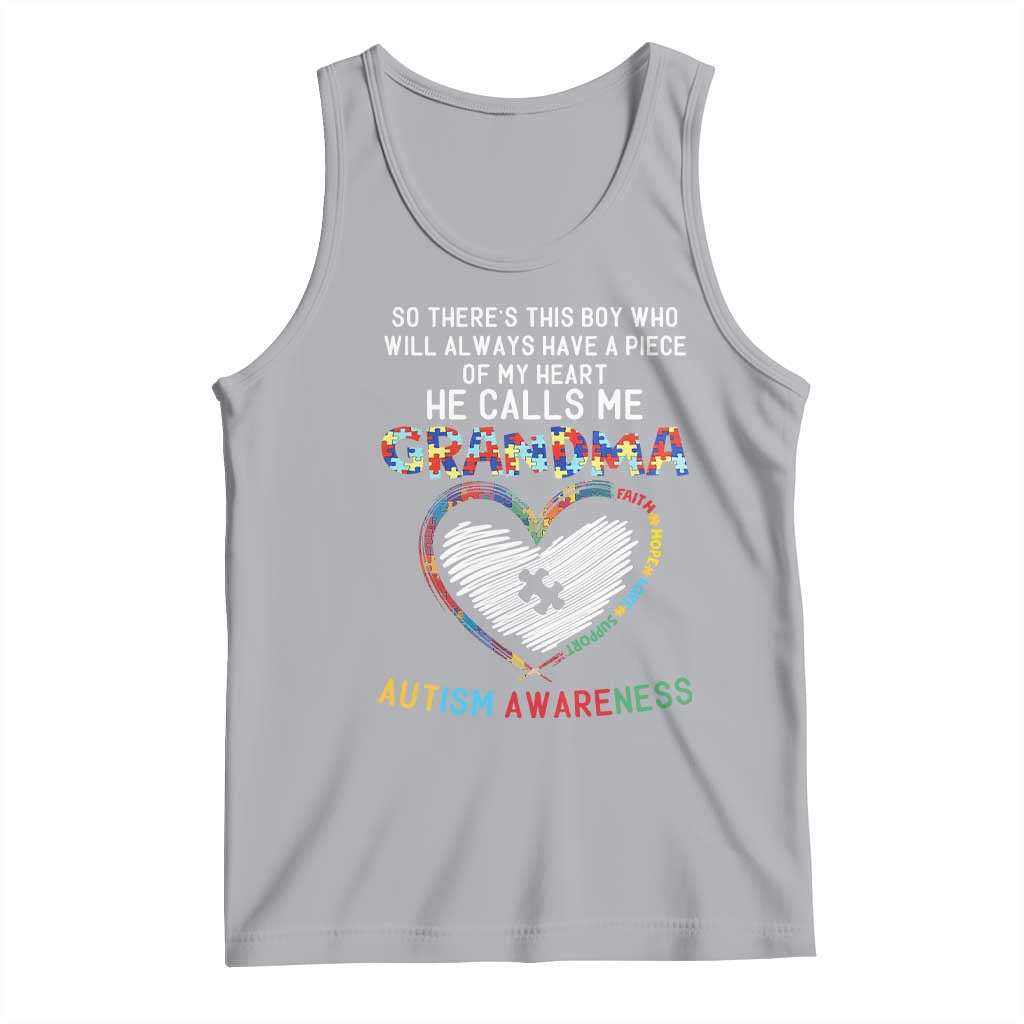 Autism Awareness Grandma Tank Top So There's This Boy Who Will Always Have A Piece Of My Heart He Calls Me Grandma TS11 Athletic Heather Print Your Wear