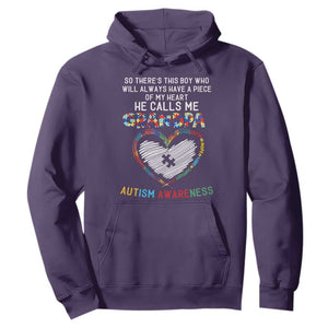 Autism Awareness Grandpa Hoodie So There's This Boy Who Will Always Have A Piece Of My Heart He Calls Me Grandpa TS11 Purple Print Your Wear