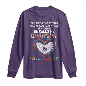 Autism Awareness Grandpa Long Sleeve Shirt So There's This Boy Who Will Always Have A Piece Of My Heart He Calls Me Grandpa TS11 Purple Print Your Wear