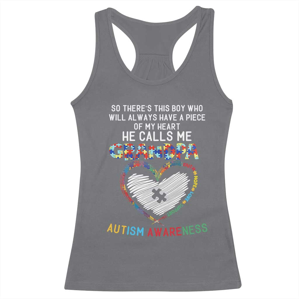 Autism Awareness Grandpa Racerback Tank Top So There's This Boy Who Will Always Have A Piece Of My Heart He Calls Me Grandpa TS11 Charcoal Print Your Wear