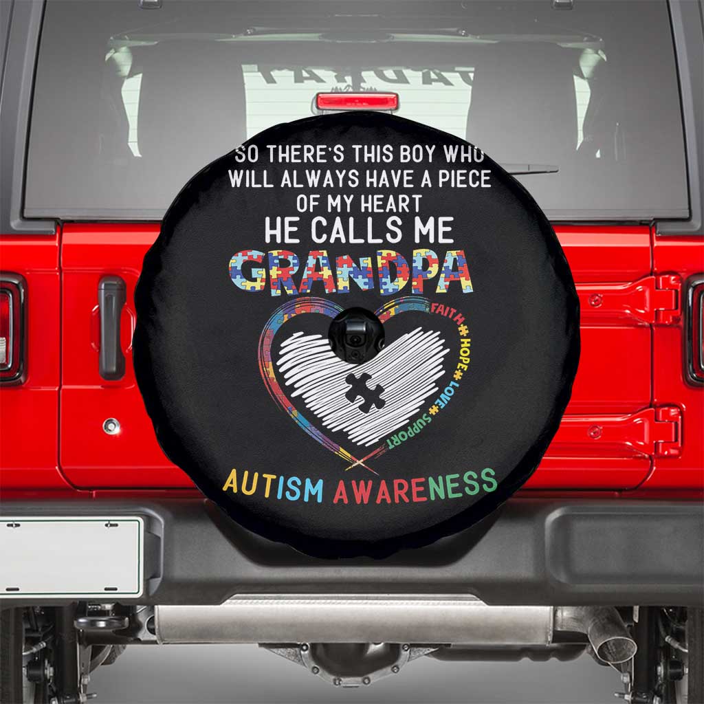 Autism Awareness Grandpa Spare Tire Cover So There's This Boy Who Will Always Have A Piece Of My Heart He Calls Me Grandpa TS11 Black Print Your Wear