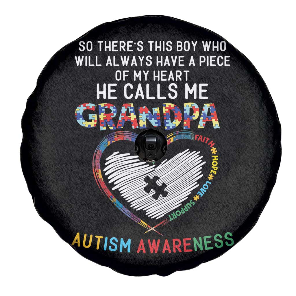 Autism Awareness Grandpa Spare Tire Cover So There's This Boy Who Will Always Have A Piece Of My Heart He Calls Me Grandpa TS11 Print Your Wear