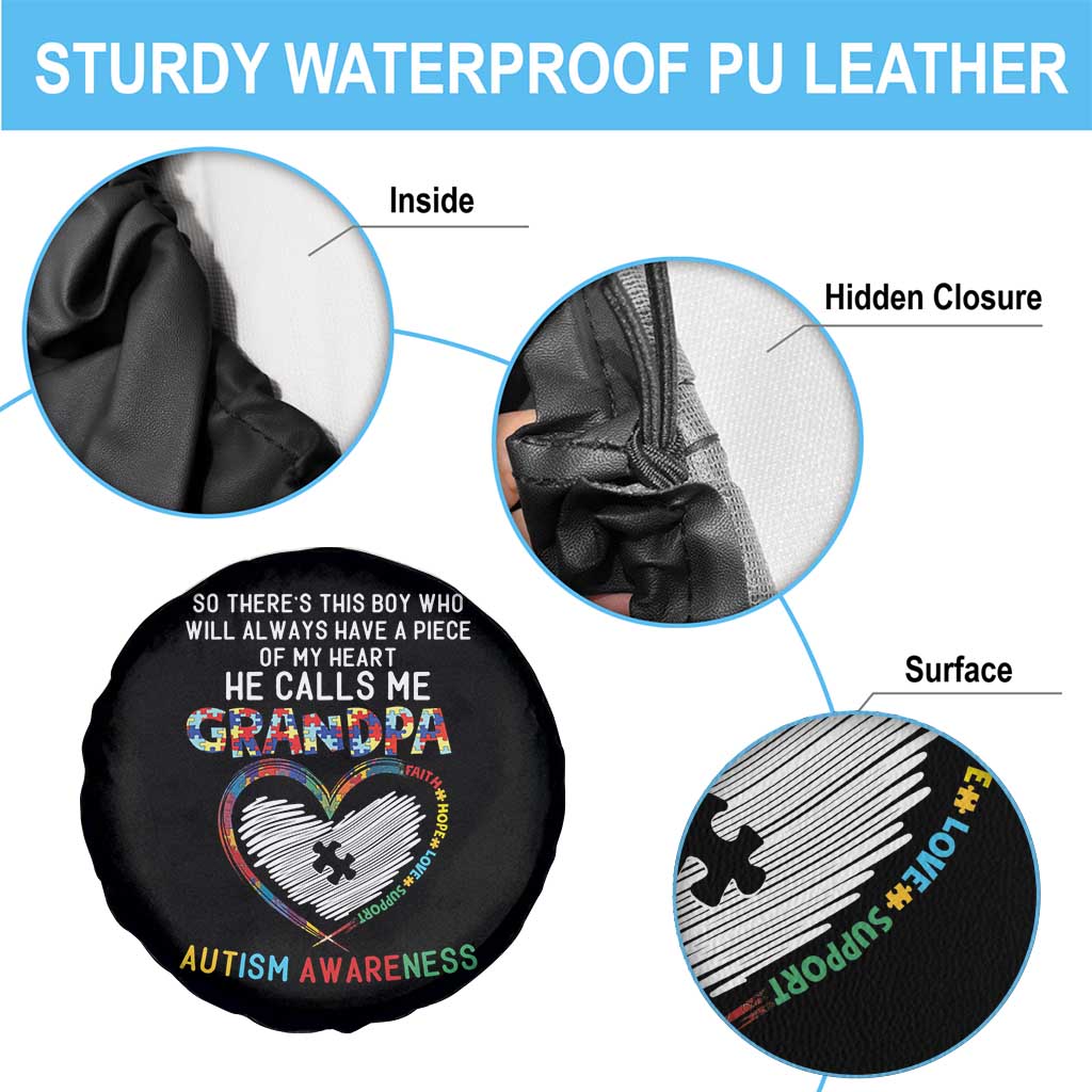 Autism Awareness Grandpa Spare Tire Cover So There's This Boy Who Will Always Have A Piece Of My Heart He Calls Me Grandpa TS11 Print Your Wear