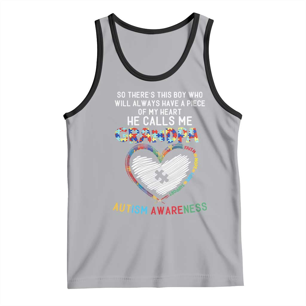 Autism Awareness Grandpa Tank Top So There's This Boy Who Will Always Have A Piece Of My Heart He Calls Me Grandpa TS11 Athletic Heather Black Print Your Wear