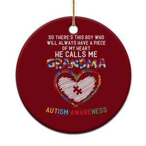 Autism Awareness Grandma Ceramic Ornament So There's This Boy Who Will Always Have A Piece Of My Heart He Calls Me Grandma TS11 1pc Red Print Your Wear
