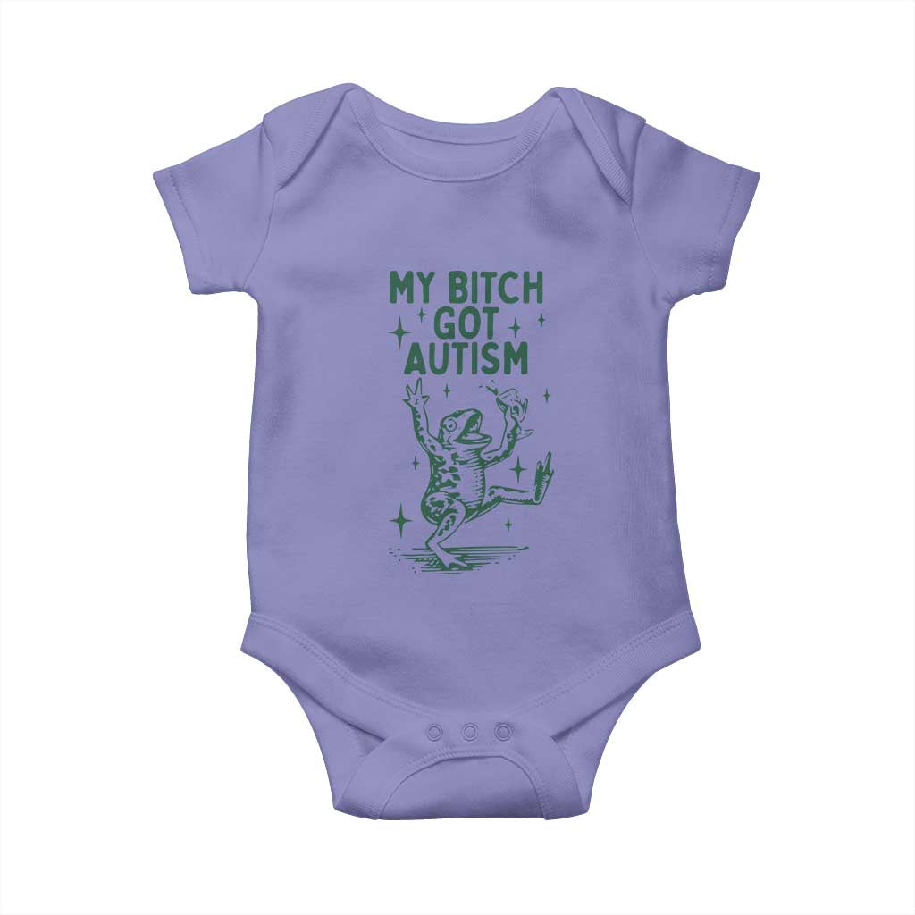 Funny My Bitch Got Autism Meme Baby Onesie Autistic Frog TS11 Violet Print Your Wear