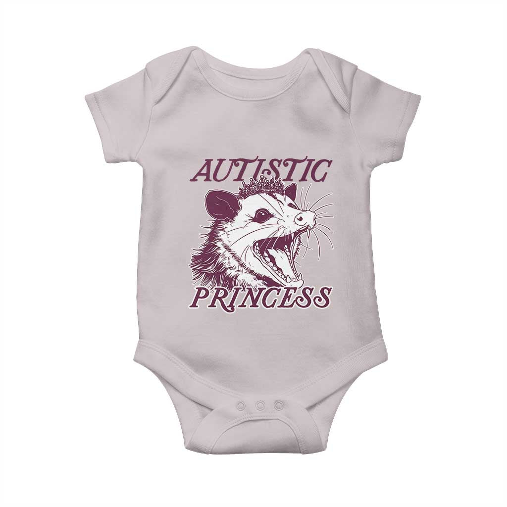 Funny Autistic Princess Baby Onesie Autism Awareness Opposum TS11 Ice Gray Print Your Wear