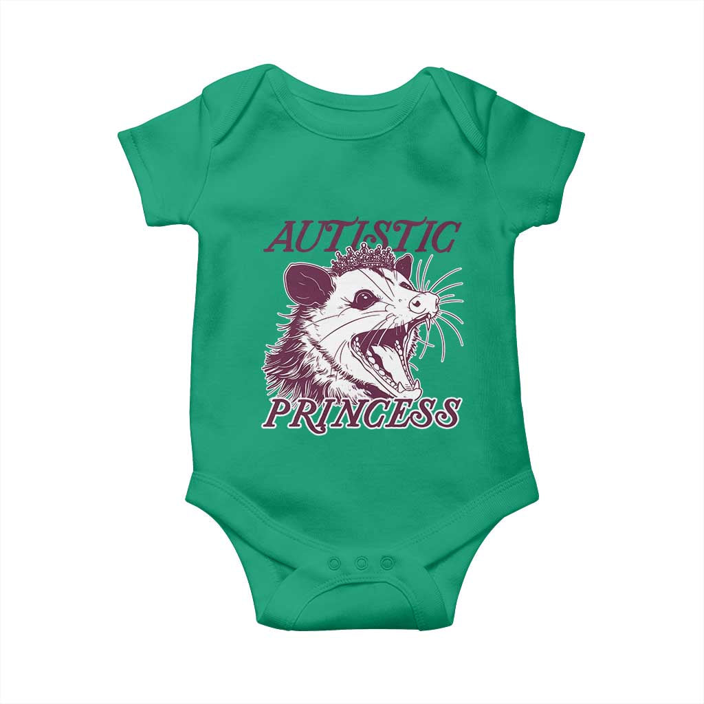 Funny Autistic Princess Baby Onesie Autism Awareness Opposum TS11 Irish Green Print Your Wear