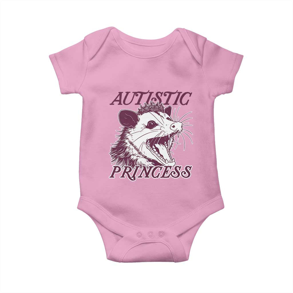 Funny Autistic Princess Baby Onesie Autism Awareness Opposum TS11 Light Pink Print Your Wear
