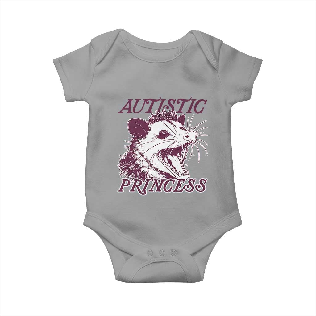 Funny Autistic Princess Baby Onesie Autism Awareness Opposum TS11 Sport Gray Print Your Wear