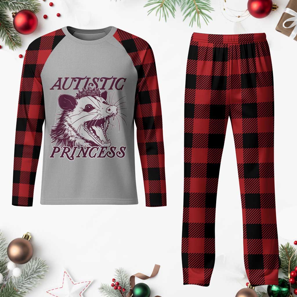 Funny Autistic Princess Plaid Pajama Set Autism Awareness Opposum TS11 Buffalo Plaid Print Your Wear