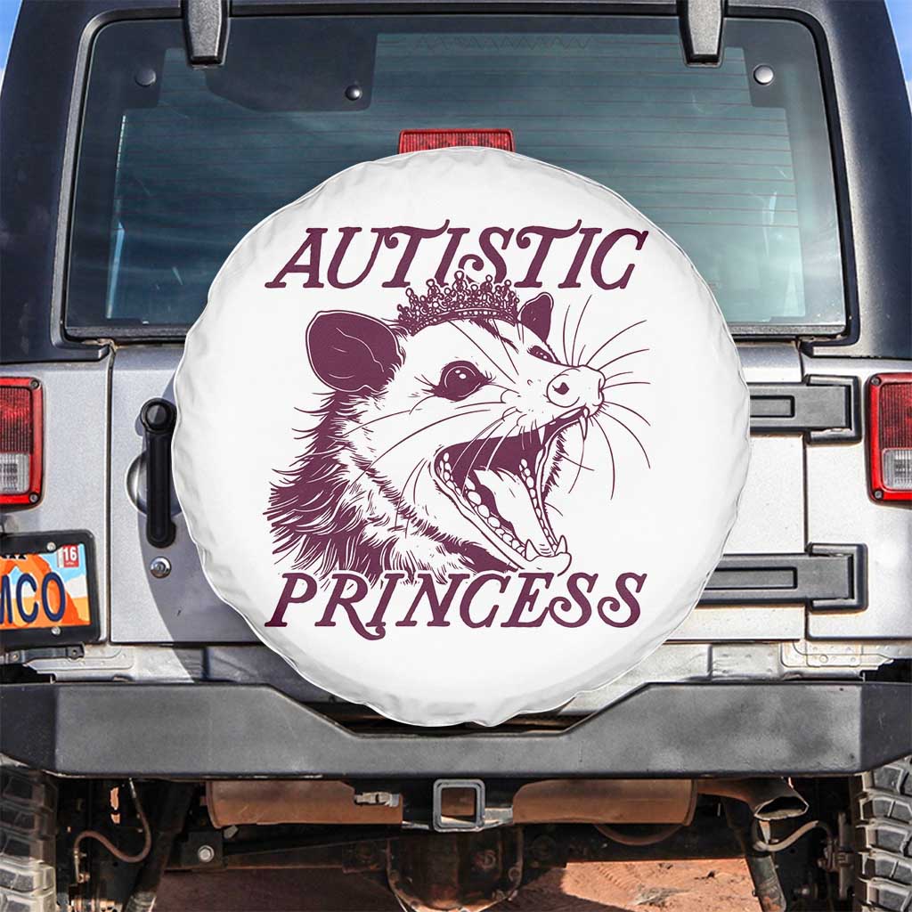 Funny Autistic Princess Spare Tire Cover Autism Awareness Opposum TS11 No hole White Print Your Wear