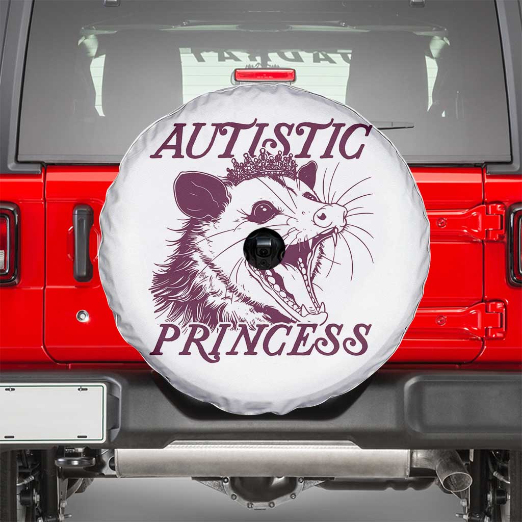 Funny Autistic Princess Spare Tire Cover Autism Awareness Opposum TS11 White Print Your Wear