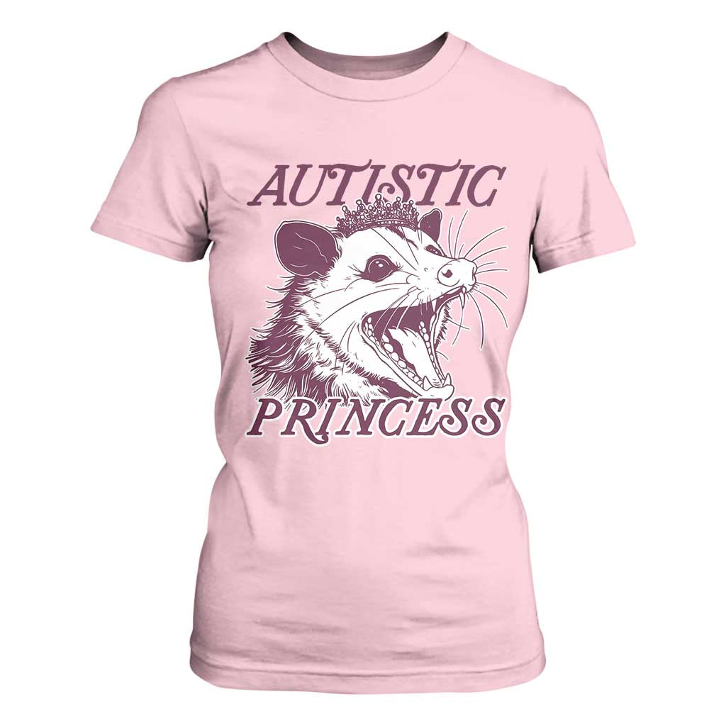 Funny Autistic Princess T Shirt For Women Autism Awareness Opposum TS11 Light Pink Print Your Wear
