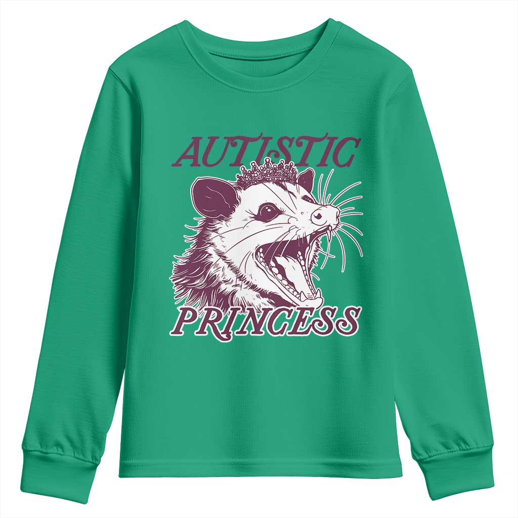 Funny Autistic Princess Youth Sweatshirt Autism Awareness Opposum TS11 Irish Green Print Your Wear