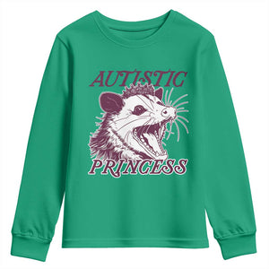 Funny Autistic Princess Youth Sweatshirt Autism Awareness Opposum TS11 Irish Green Print Your Wear