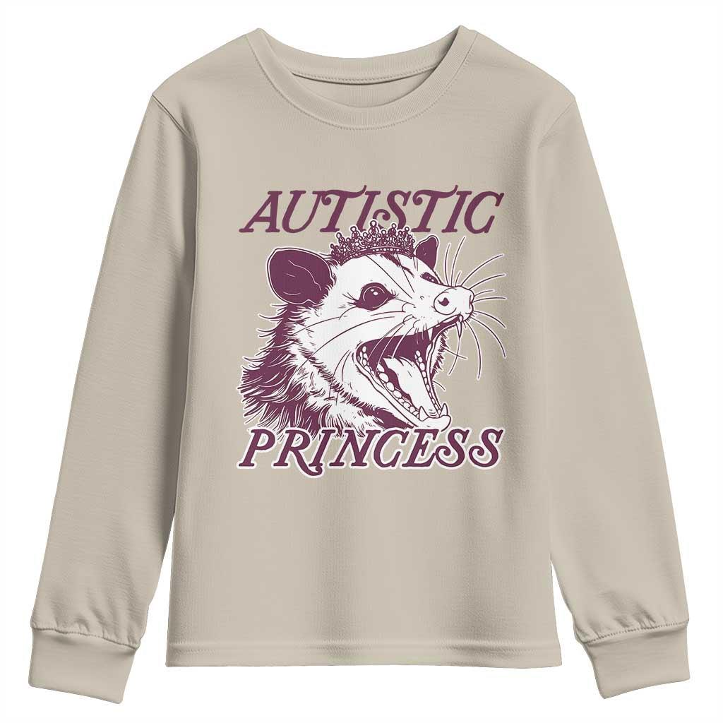 Funny Autistic Princess Youth Sweatshirt Autism Awareness Opposum TS11 Sand Print Your Wear