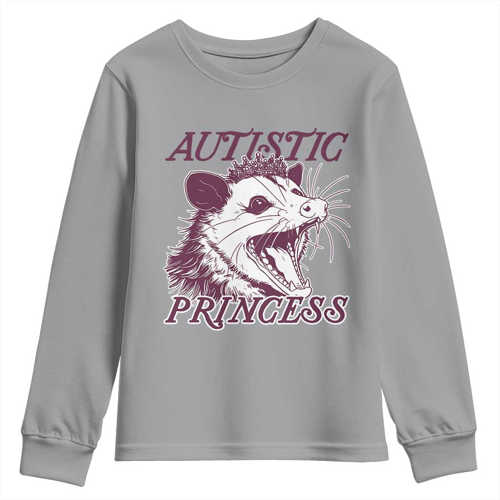 Funny Autistic Princess Youth Sweatshirt Autism Awareness Opposum TS11 Sport Gray Print Your Wear
