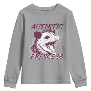 Funny Autistic Princess Youth Sweatshirt Autism Awareness Opposum TS11 Sport Gray Print Your Wear