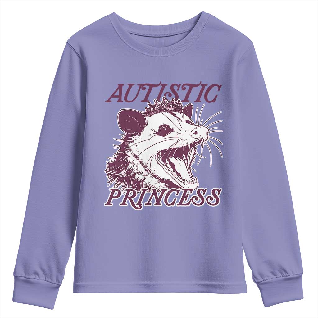 Funny Autistic Princess Youth Sweatshirt Autism Awareness Opposum TS11 Violet Print Your Wear