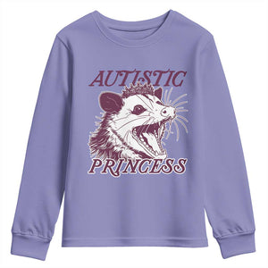 Funny Autistic Princess Youth Sweatshirt Autism Awareness Opposum TS11 Violet Print Your Wear