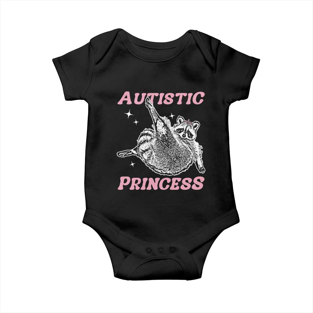 Funny Autistic Princess Baby Onesie Autism Awareness Raccoon TS11 Black Print Your Wear