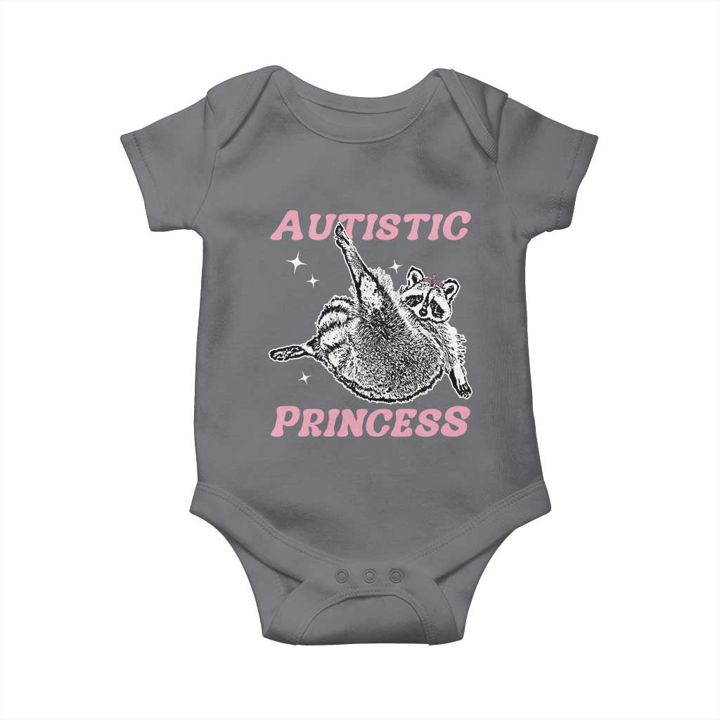 Funny Autistic Princess Baby Onesie Autism Awareness Raccoon TS11 Charcoal Print Your Wear