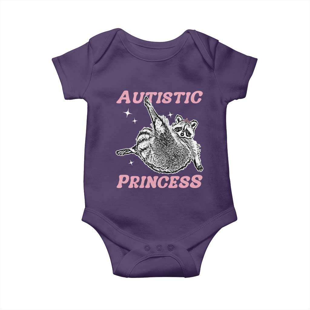 Funny Autistic Princess Baby Onesie Autism Awareness Raccoon TS11 Purple Print Your Wear