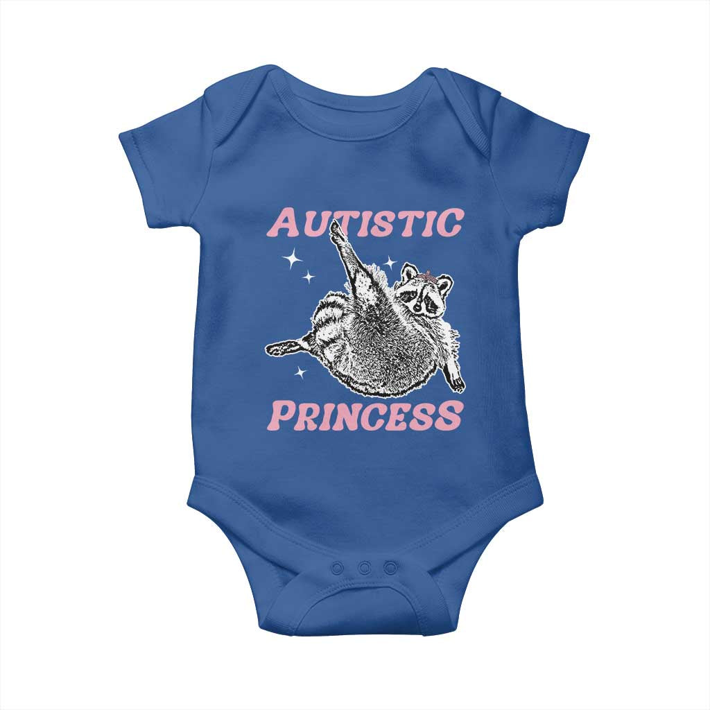 Funny Autistic Princess Baby Onesie Autism Awareness Raccoon TS11 Royal Blue Print Your Wear