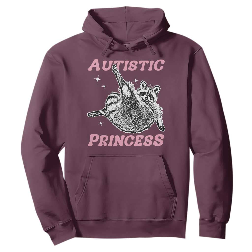 Funny Autistic Princess Hoodie Autism Awareness Raccoon TS11 Maroon Print Your Wear
