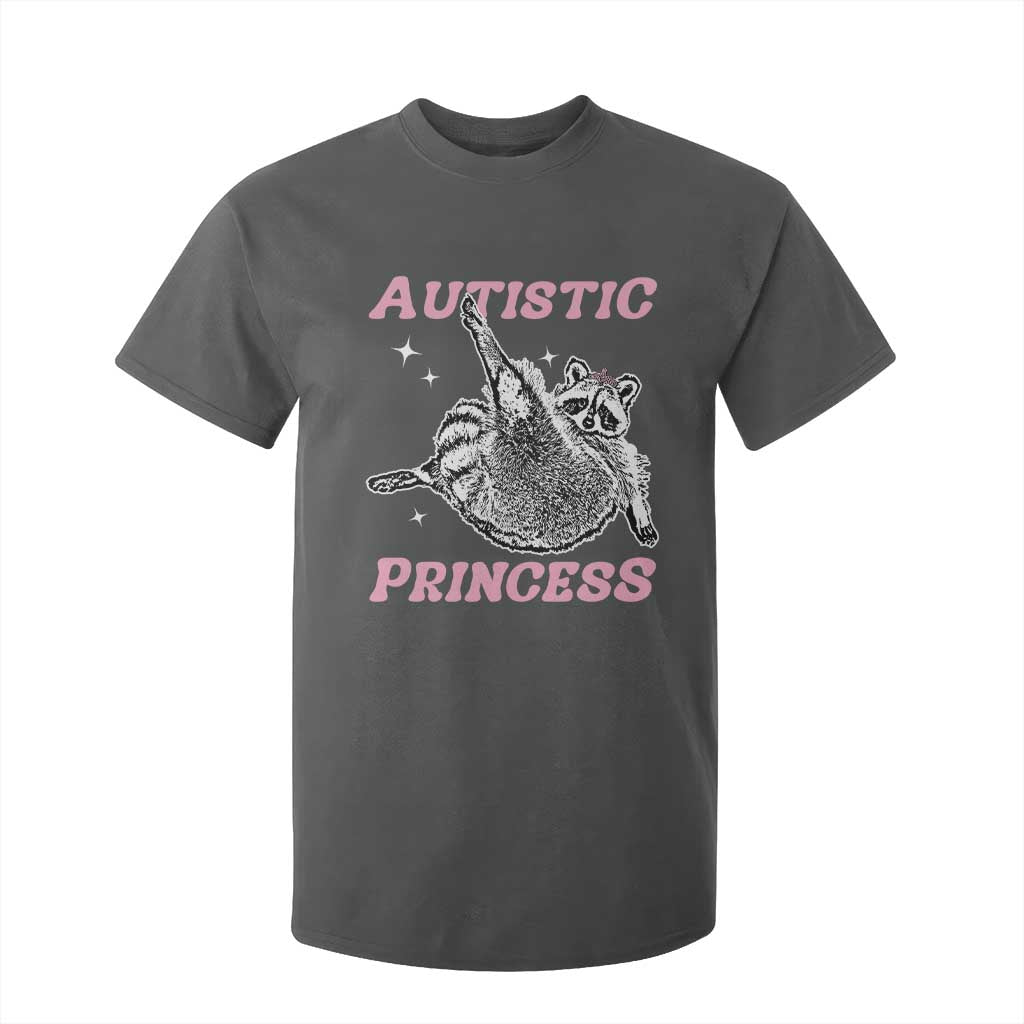 Funny Autistic Princess T Shirt For Kid Autism Awareness Raccoon TS11 Dark Heather Print Your Wear