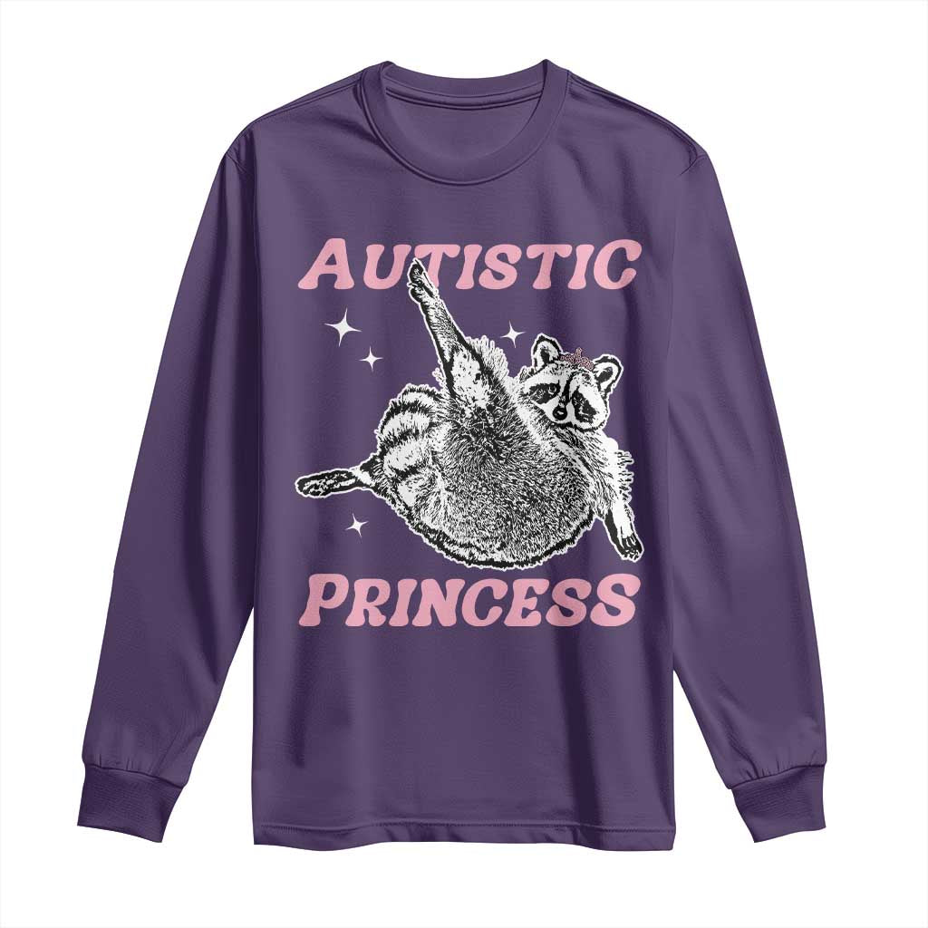 Funny Autistic Princess Long Sleeve Shirt Autism Awareness Raccoon TS11 Purple Print Your Wear