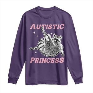 Funny Autistic Princess Long Sleeve Shirt Autism Awareness Raccoon TS11 Purple Print Your Wear