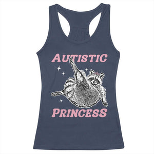 Funny Autistic Princess Racerback Tank Top Autism Awareness Raccoon TS11 Navy Print Your Wear