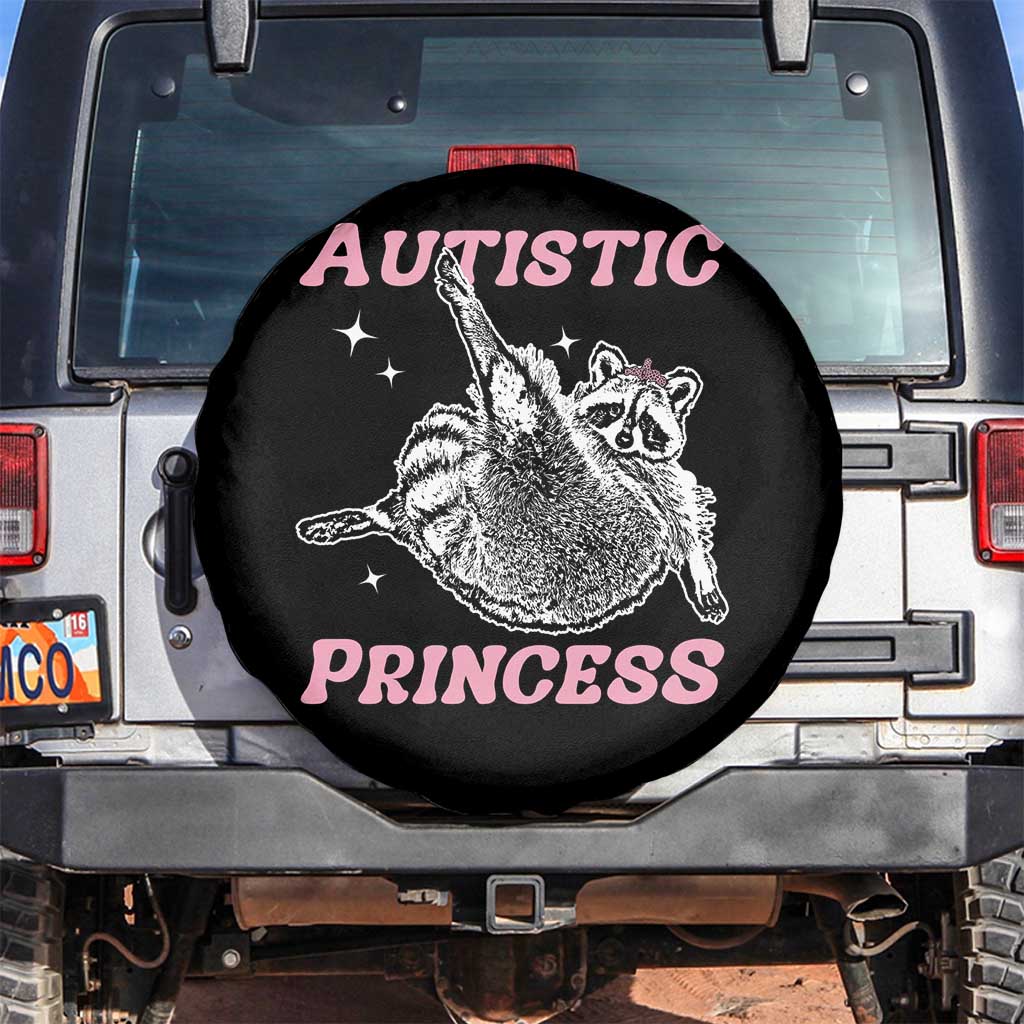 Funny Autistic Princess Spare Tire Cover Autism Awareness Raccoon TS11 No hole Black Print Your Wear