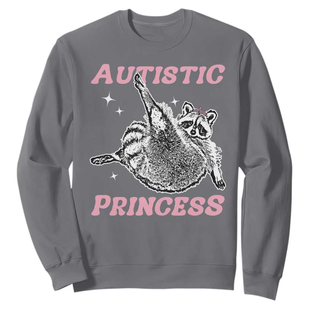 Funny Autistic Princess Sweatshirt Autism Awareness Raccoon TS11 Charcoal Print Your Wear