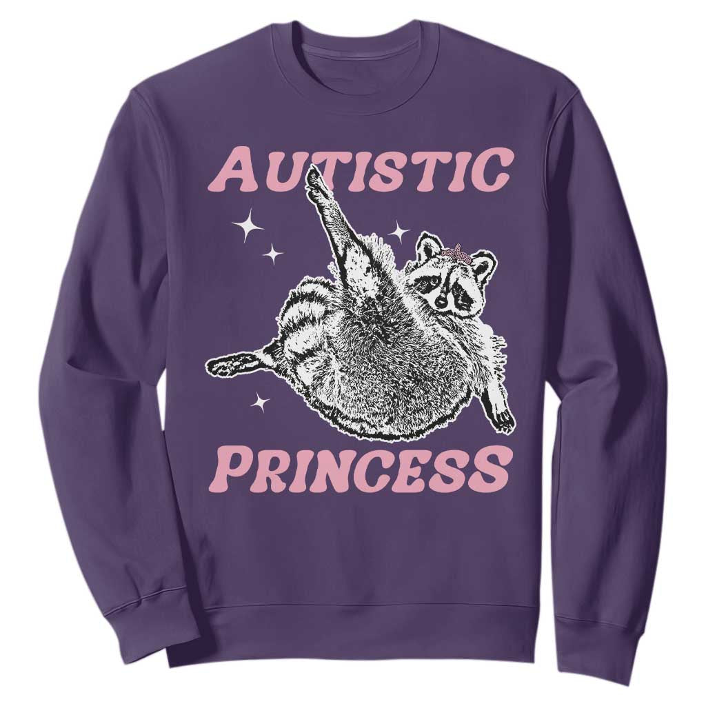Funny Autistic Princess Sweatshirt Autism Awareness Raccoon TS11 Purple Print Your Wear