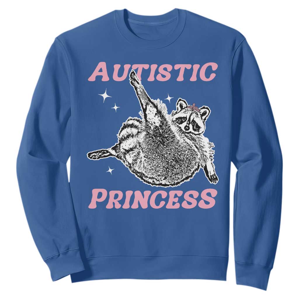 Funny Autistic Princess Sweatshirt Autism Awareness Raccoon TS11 Royal Blue Print Your Wear
