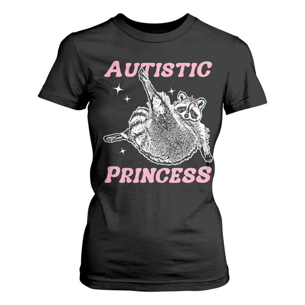 Funny Autistic Princess T Shirt For Women Autism Awareness Raccoon TS11 Black Print Your Wear